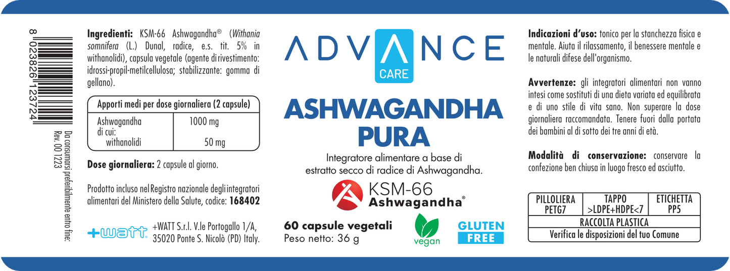 +WATT ADVANCED ASHWAGANDHA PURA